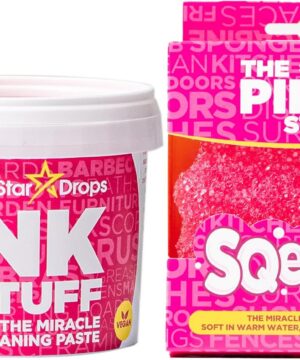 Stardrops - The Pink Stuff Miracle Cleaning Paste & SQeeZY Scrubber Sponge Bundle – All-Purpose, Non-Scratch Cleaner for Kitchens, Bathrooms, Walls, Floors, Pots, Grout, and More