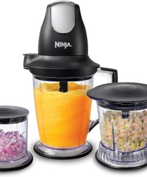 Ninja QB1004 Blender/Food Processor with 450-Watt Base, 48oz Pitcher, 16oz Chopper Bowl, and 40oz Processor Bowl for Shakes, Smoothies, and Meal Prep,Black