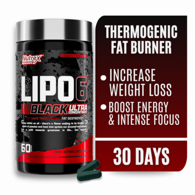 Nutrex Research Lipo 6 Black Ultra Concentrate Supplement For Weight Loss Fat Burner for Men & Women, 60 Count