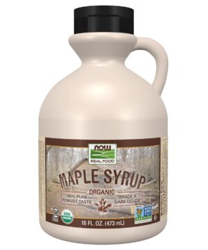 NOW Foods, Certified Organic Maple Syrup, Grade A Dark Color, Certified Non-GMO, Pure, Robust Taste, 16-Ounce