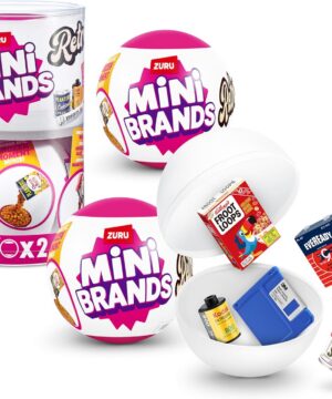 Mini Brands Retro 2 Pack Capsule with 60+ Mystery Mini's to Collect, Real Licenses, Rare Collectibles, Blind Pack, Ages 3+
