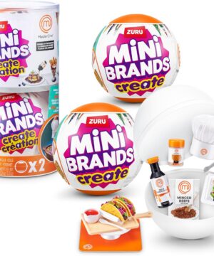 Mini Brands Create MasterChef Series 2 by ZURU (2 Pack) – Real Mini Dishes with Ingredients, UV LED Tool & Recipe Card | DIY Toy Capsule Non-Edible Collectible for Kids, Teens, and Adults.