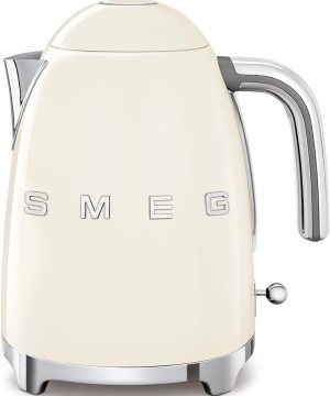 SMEG KLF03 Electric Kettle 1.7L (7 Cup), Retro Hot Water Boiler for Tea & Coffee, Fast Boiling, Auto Shut-Off, Soft Open Lid, 360° Swivel Base Countertop Kettle – Cream