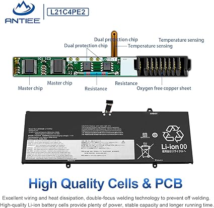 ANTIEE L21M4PE2 L21C4PE2 L21D4PE1 Laptop Battery Replacement for Lenovo Yoga 6-13ABR8 Yoga 6-13ALC7 L21L4PE2 SB11F29412 5B11F29411 SB11F29410 5B11F29414 SB11F29418 5B11F29421 15.52V 59Wh 3815mAh