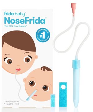 Frida Baby NoseFrida SnotSucker for Baby, Nasal Aspirator for Baby, Nose Sucker Baby Nasal Aspirator & 4 Hygiene Filters to Help Baby Breathe Easy