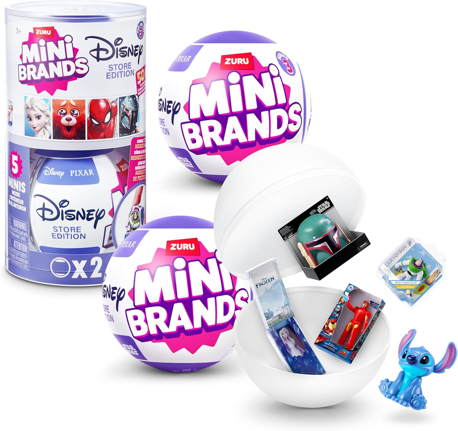 Mini Brands Disney Store Series 3 (2 Pack) by ZURU, Surprise Collectible Minis, Blind Packaging
